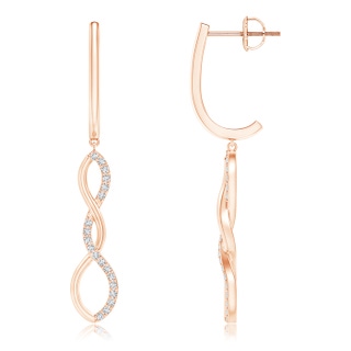 0.9mm GVS2 Diamond Infinity Dangle J-Hoop Earrings in 9K Rose Gold