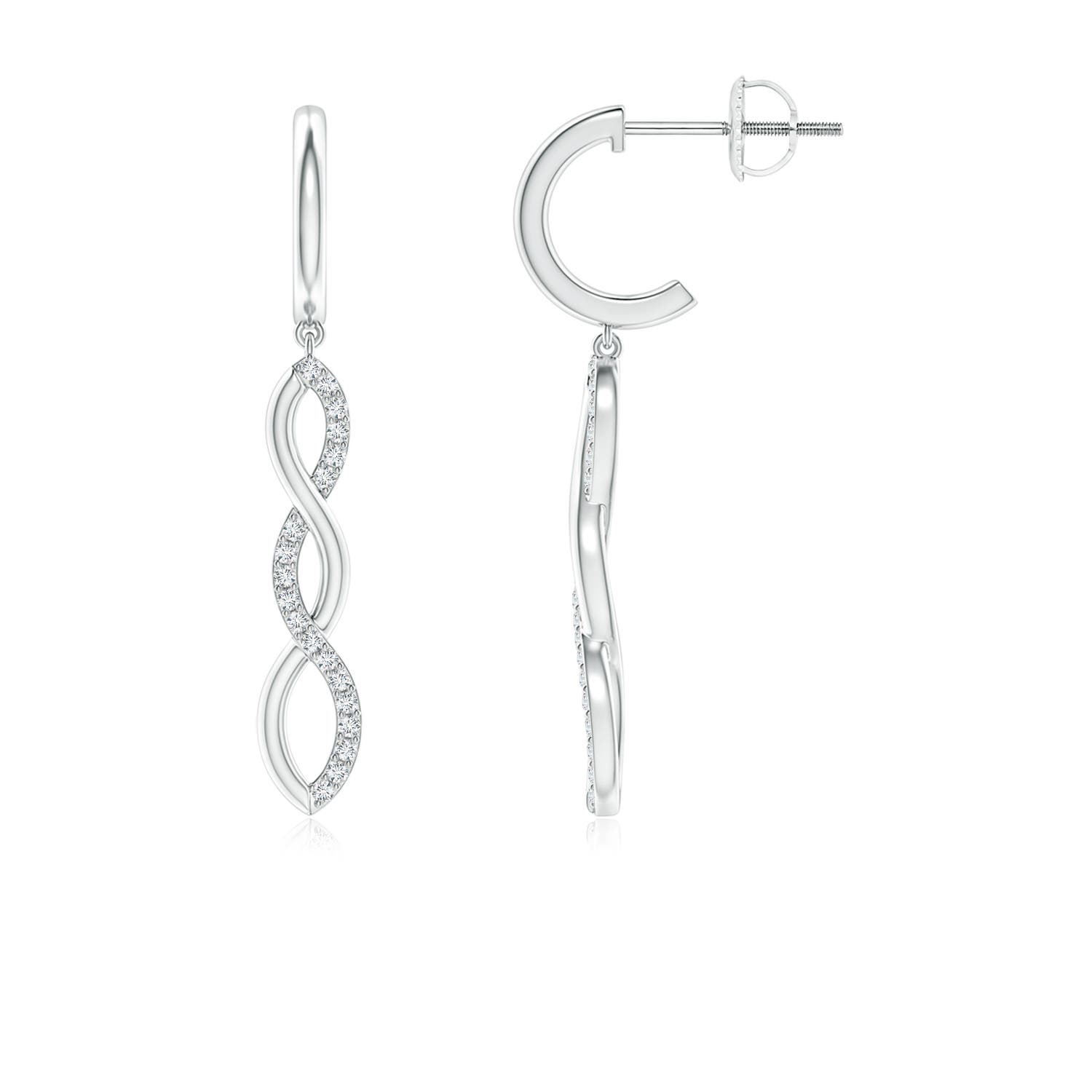 0.9mm GVS2 Diamond Infinity Dangle J-Hoop Earrings in P950 Platinum