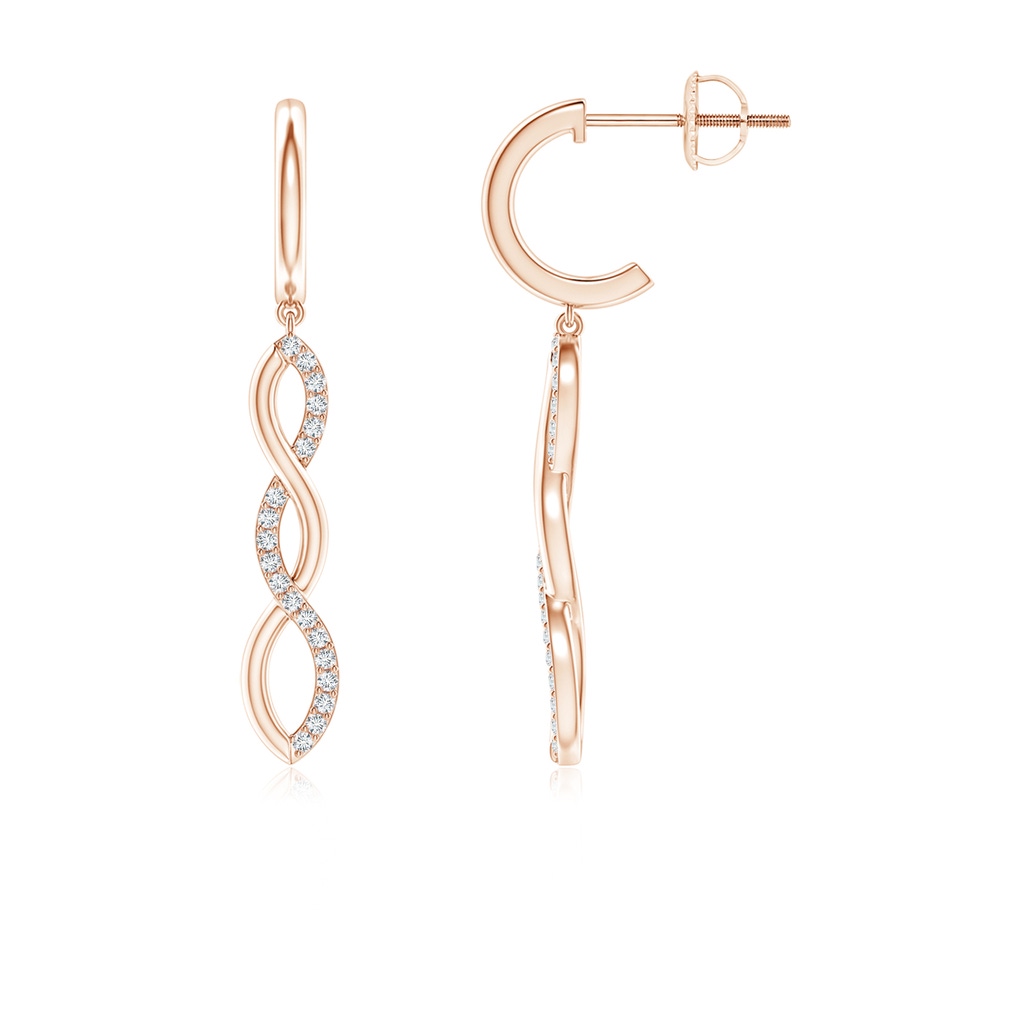 0.9mm GVS2 Diamond Infinity Dangle J-Hoop Earrings in Rose Gold
