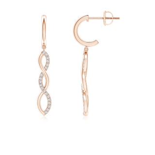 0.9mm GVS2 Diamond Infinity Dangle J-Hoop Earrings in Rose Gold