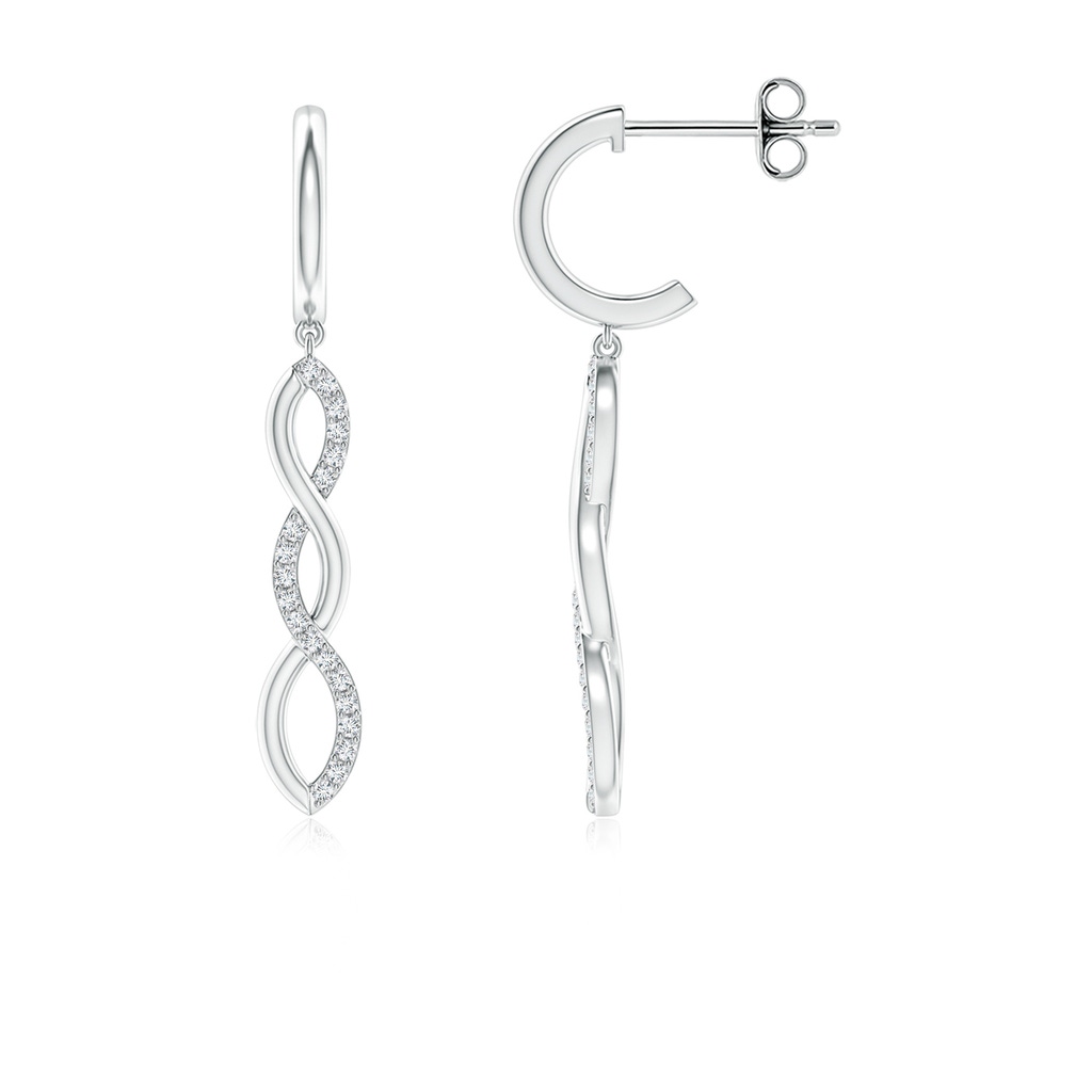 0.9mm GVS2 Diamond Infinity Dangle J-Hoop Earrings in S999 Silver