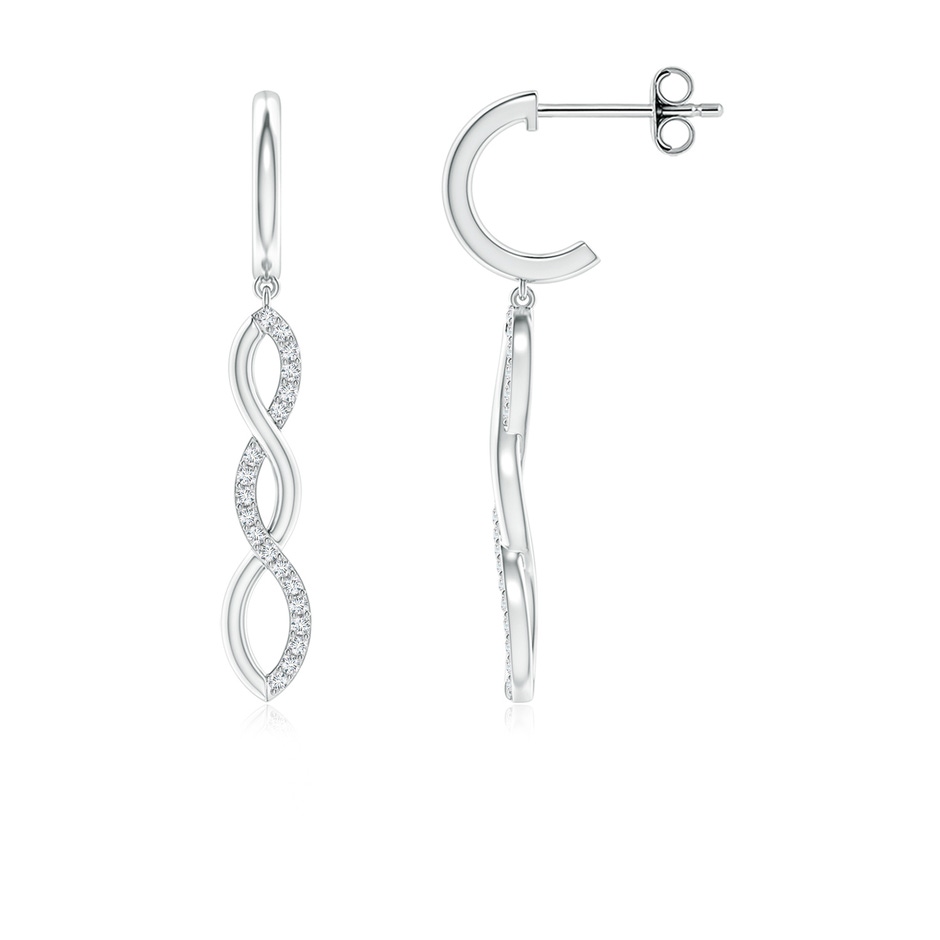 0.9mm GVS2 Diamond Infinity Dangle J-Hoop Earrings in S999 Silver 