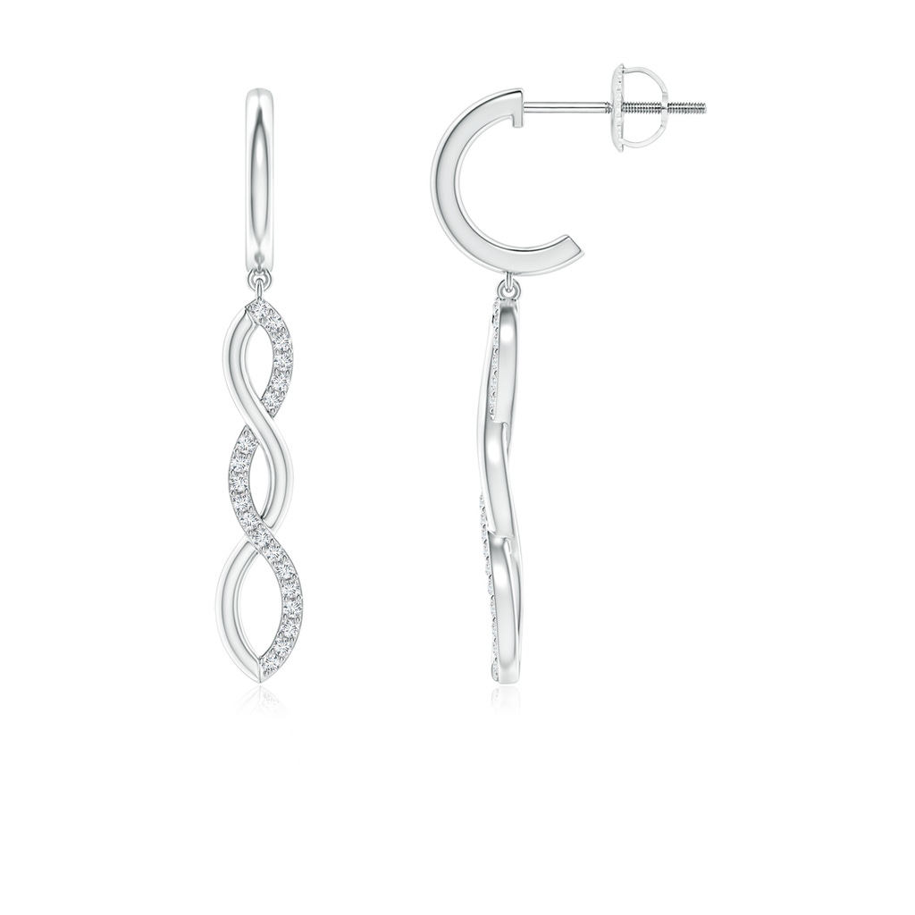 0.9mm GVS2 Diamond Infinity Dangle J-Hoop Earrings in White Gold