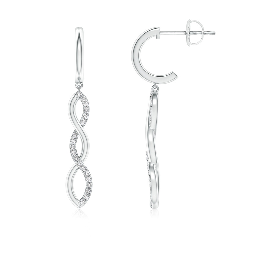 0.9mm HSI2 Diamond Infinity Dangle J-Hoop Earrings in White Gold 