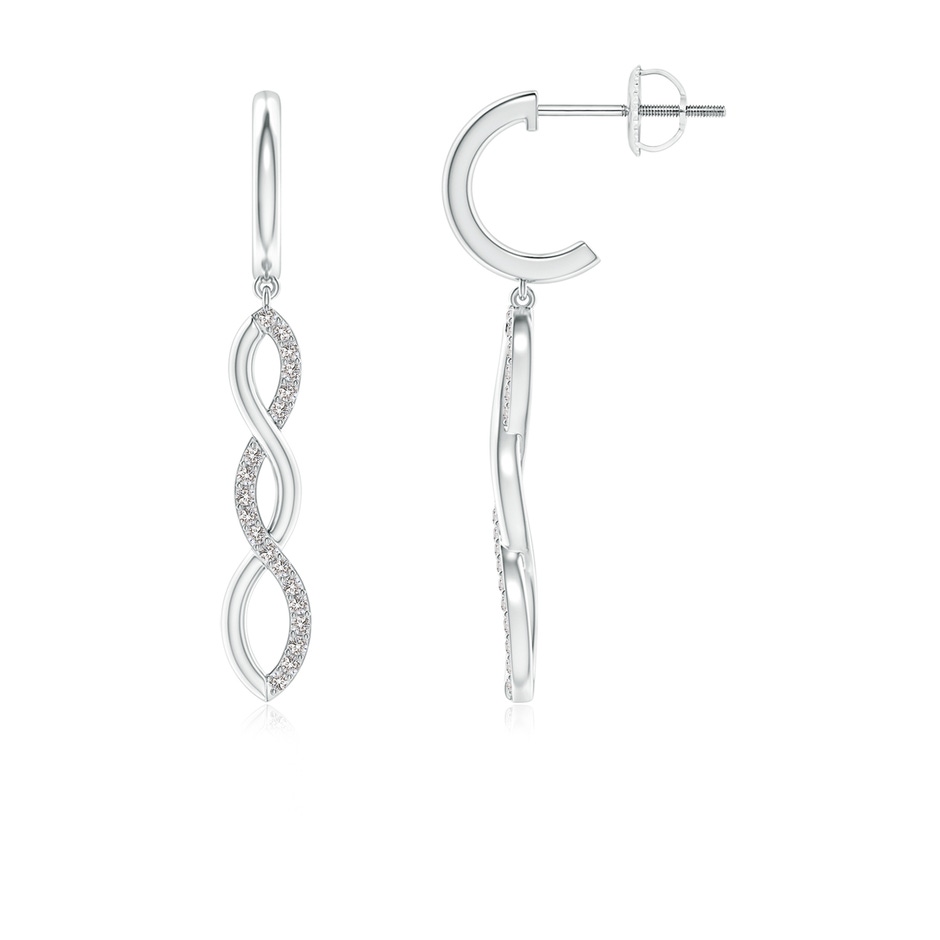 0.9mm IJI1I2 Diamond Infinity Dangle J-Hoop Earrings in 10K White Gold 