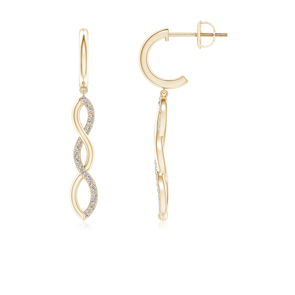 0.9mm IJI1I2 Diamond Infinity Dangle J-Hoop Earrings in Yellow Gold 