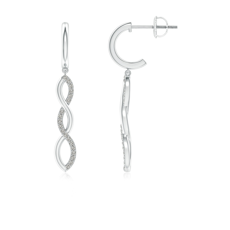 0.9mm KI3 Diamond Infinity Dangle J-Hoop Earrings in White Gold 