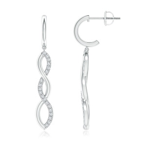 1.15mm GVS2 Diamond Infinity Dangle J-Hoop Earrings in P950 Platinum
