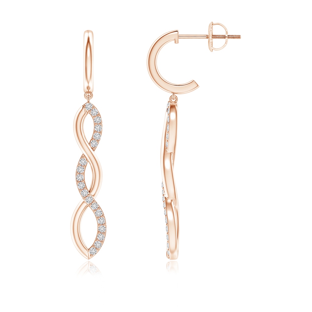 1.15mm HSI2 Diamond Infinity Dangle J-Hoop Earrings in Rose Gold