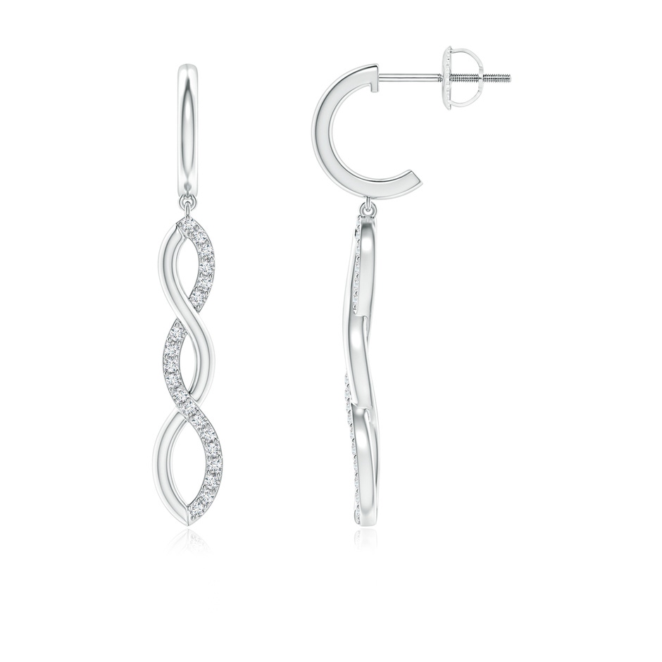 1mm GVS2 Diamond Infinity Dangle J-Hoop Earrings in P950 Platinum 