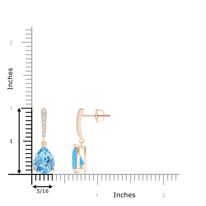 10x8mm A Solitaire Swiss Blue Topaz Drop Earrings with Diamonds in Rose Gold product image