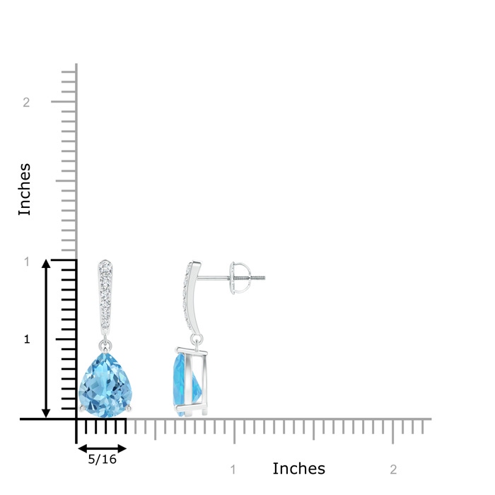 10x8mm A Solitaire Swiss Blue Topaz Drop Earrings with Diamonds in White Gold product image