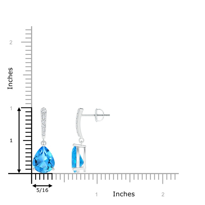 10x8mm AAAA Solitaire Swiss Blue Topaz Drop Earrings with Diamonds in White Gold Product Image