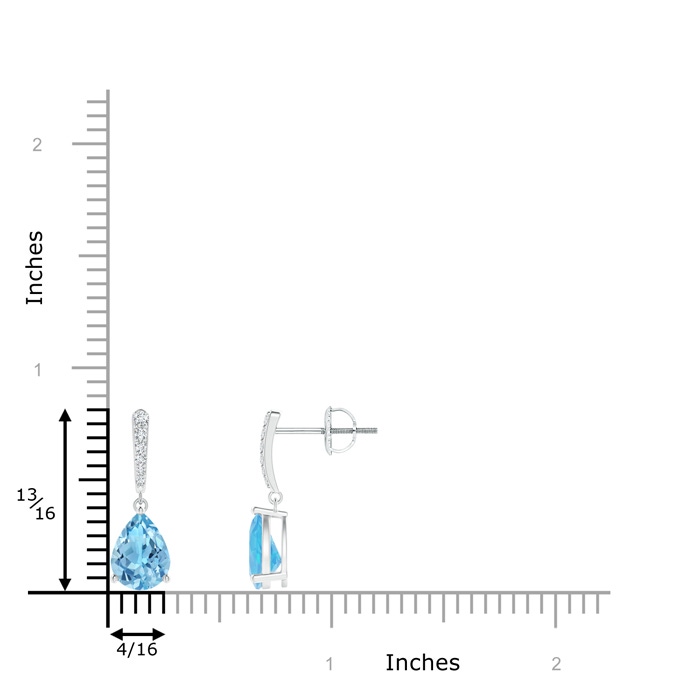 8x6mm A Solitaire Swiss Blue Topaz Drop Earrings with Diamonds in P950 Platinum product image