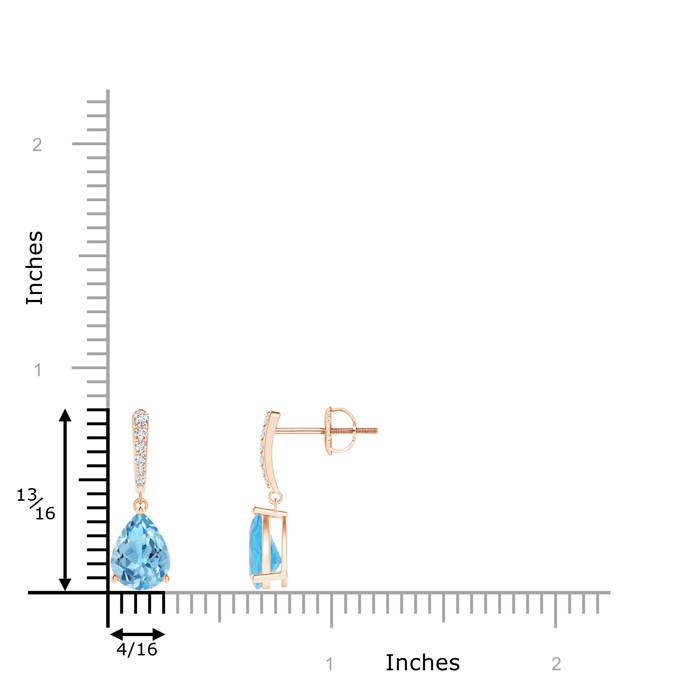 8x6mm A Solitaire Swiss Blue Topaz Drop Earrings with Diamonds in Rose Gold product image