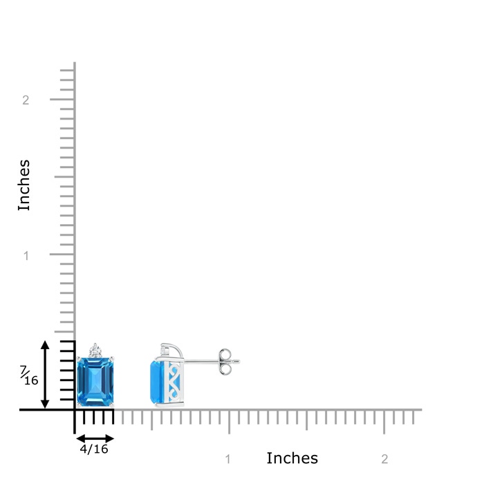8x6mm AAAA Emerald-Cut Swiss Blue Topaz Cocktail Stud Earrings in S999 Silver product image