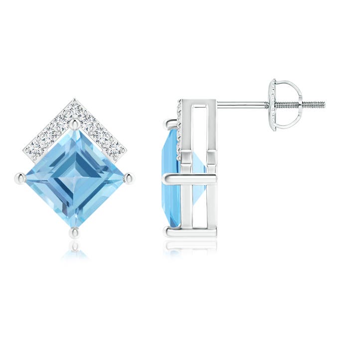 A - Swiss Blue Topaz / 2.84 CT / 14 KT White Gold