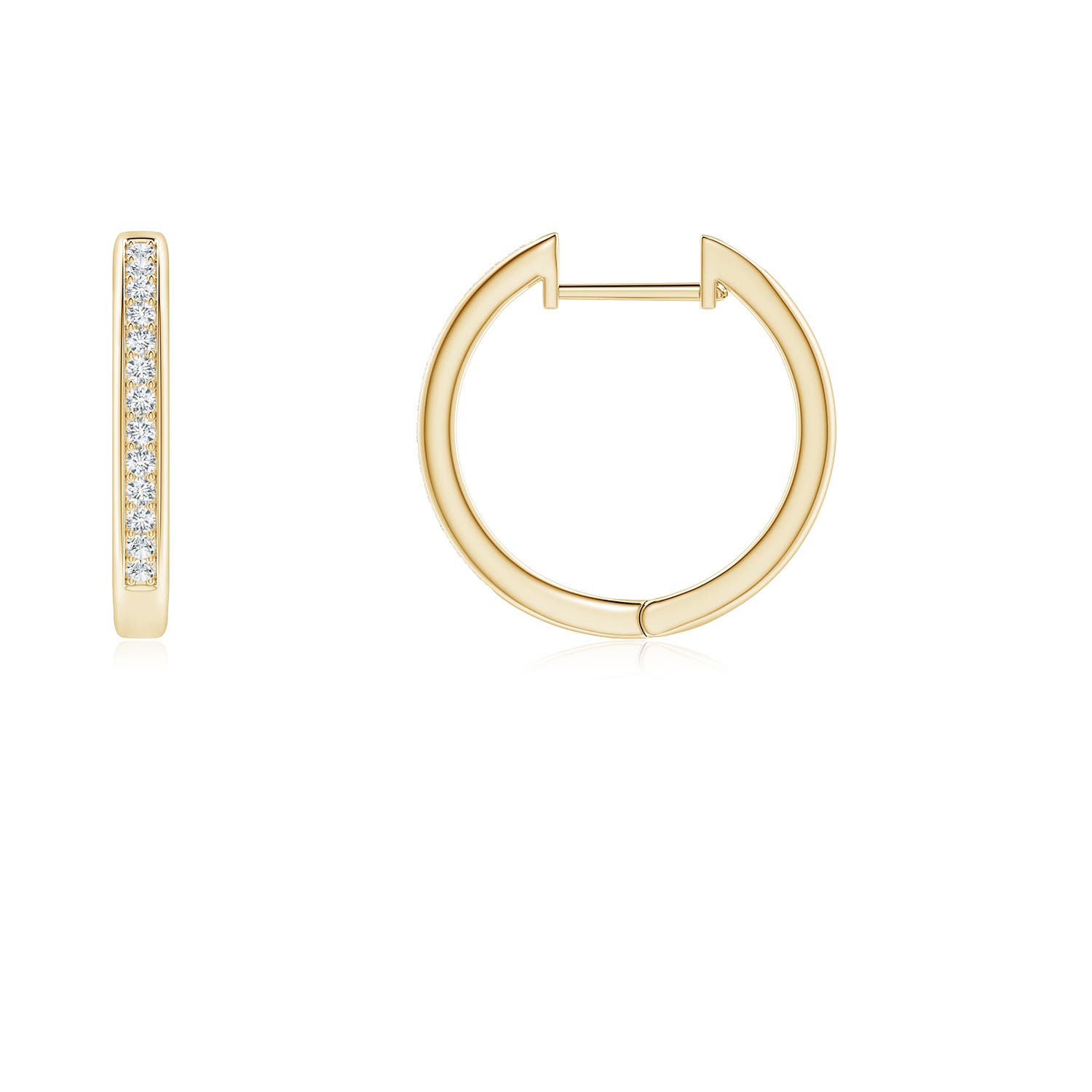 0.9mm GVS2 Pave-Set Diamond Hinged Hoop Earrings in 18K Yellow Gold - side 3
