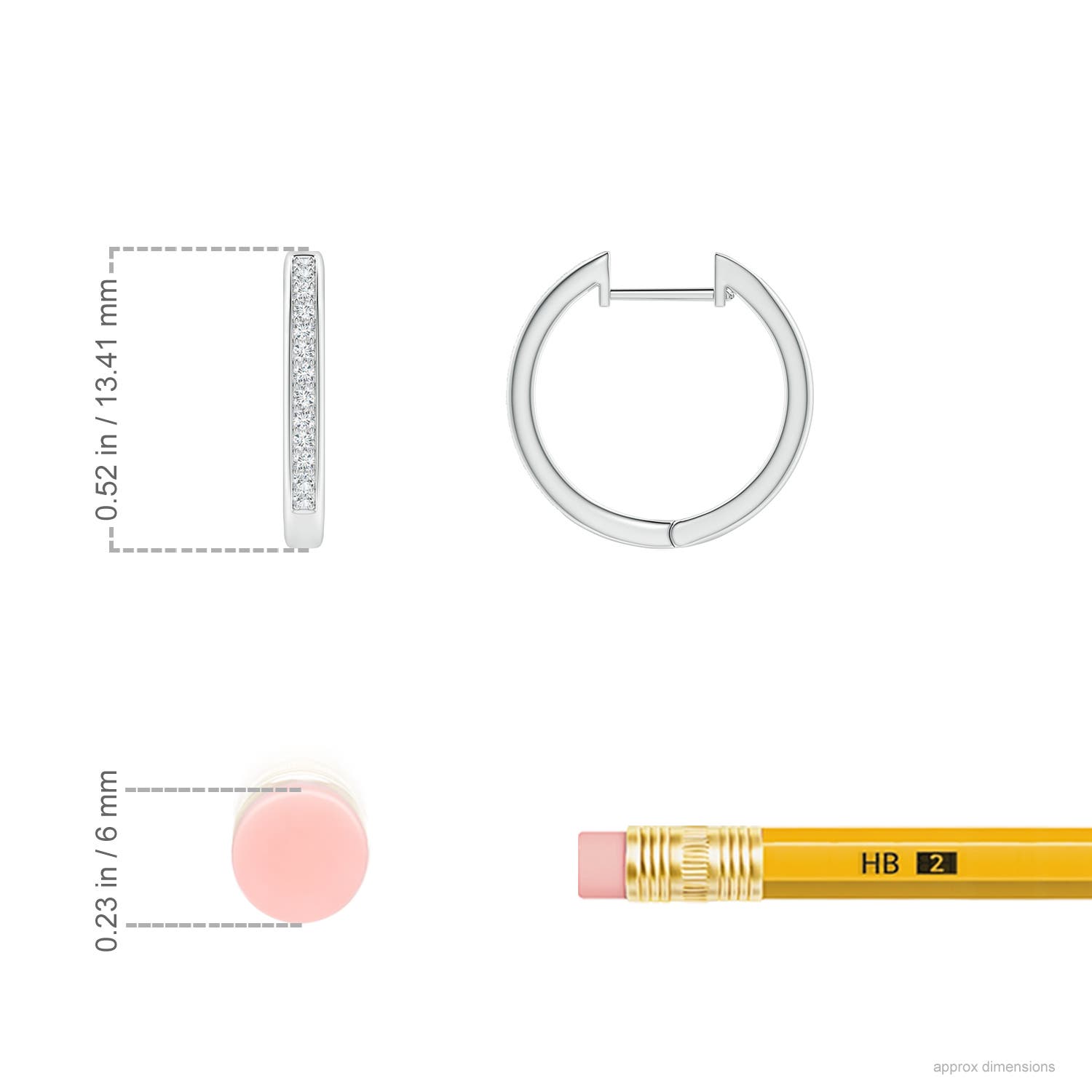 0.9mm GVS2 Pave-Set Diamond Hinged Hoop Earrings in P950 Platinum - ruler