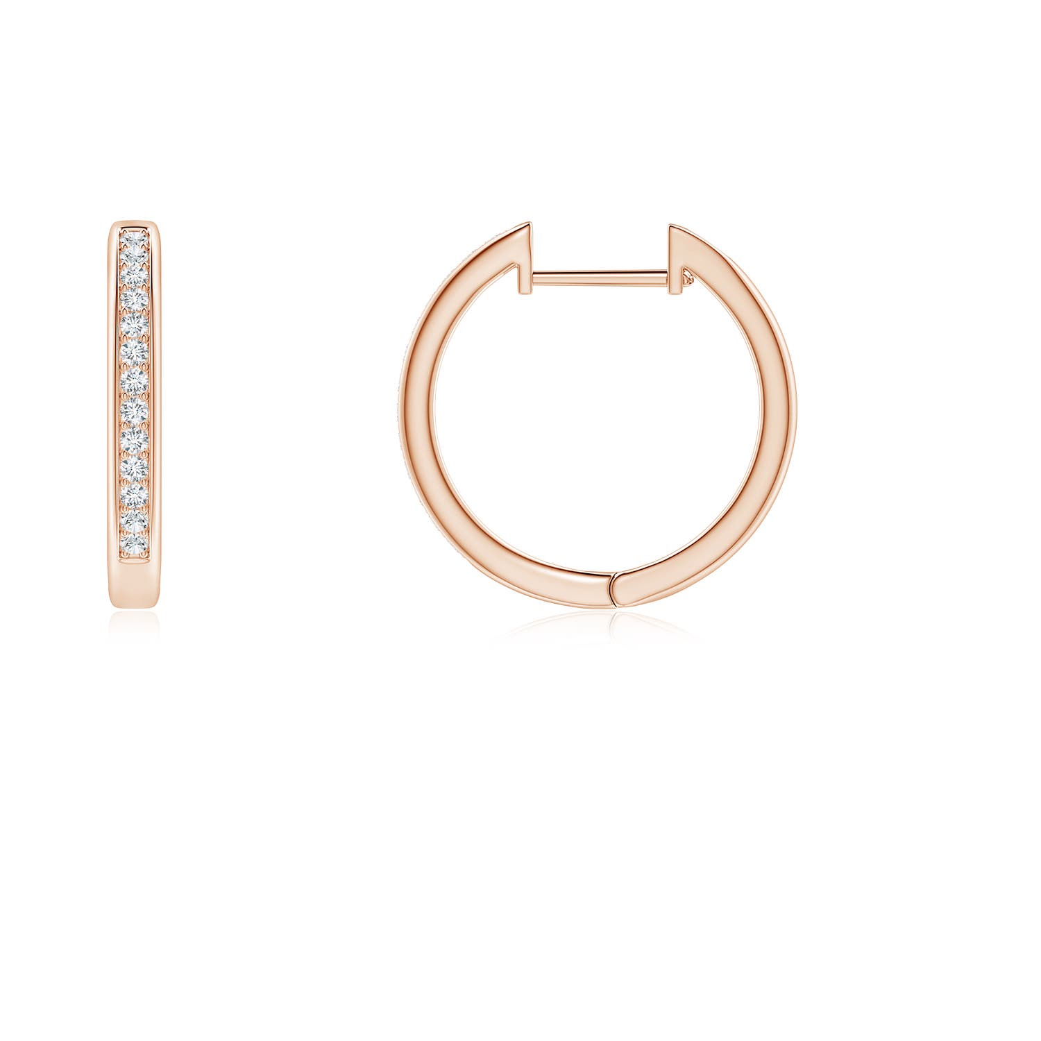 0.9mm GVS2 Pave-Set Diamond Hinged Hoop Earrings in Rose Gold