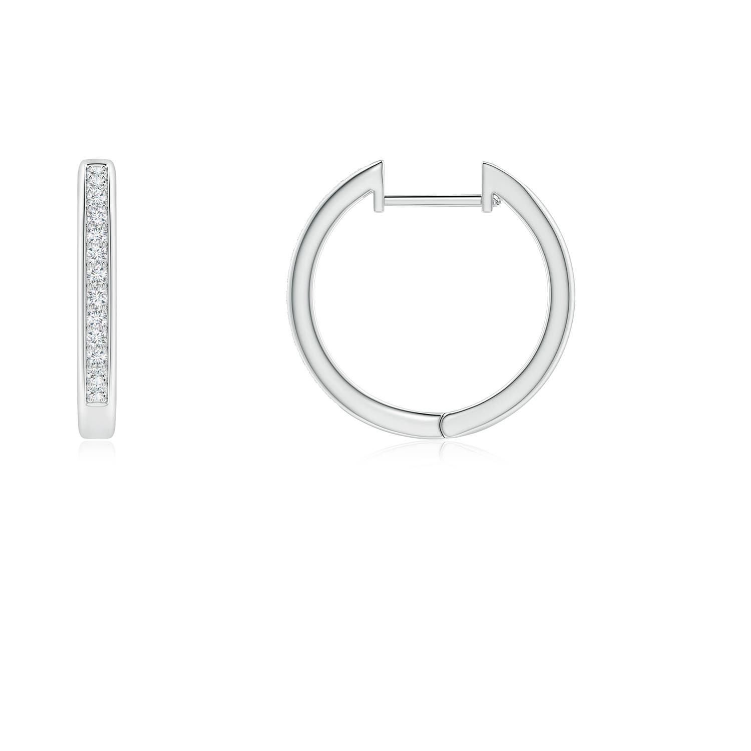 0.9mm GVS2 Pave-Set Diamond Hinged Hoop Earrings in White Gold