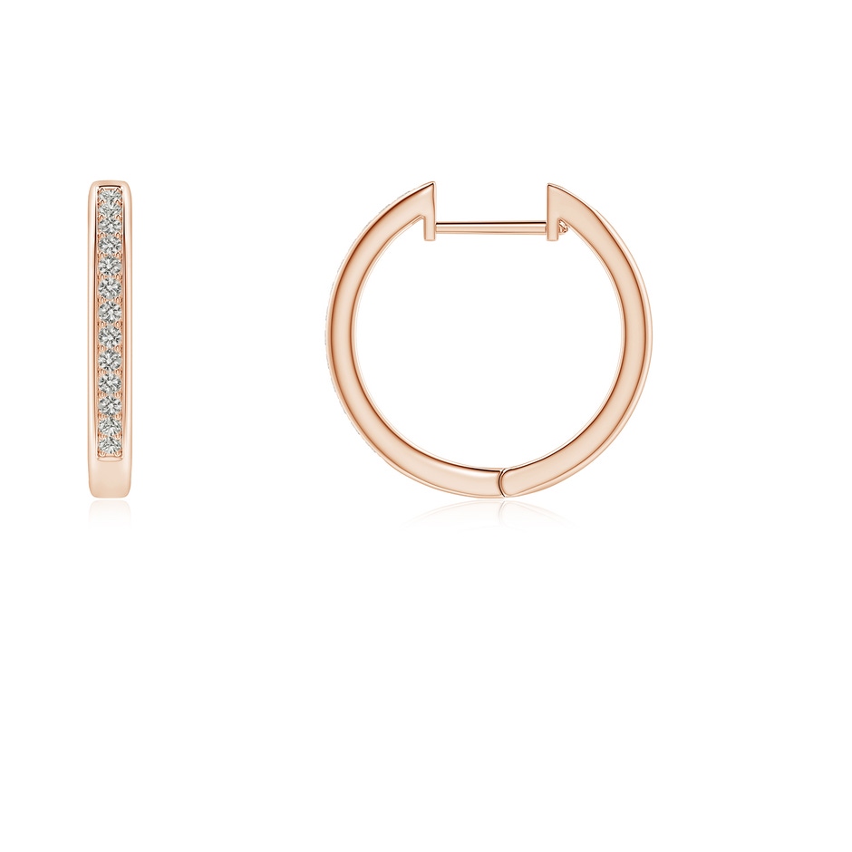 0.9mm KI3 Pave-Set Diamond Hinged Hoop Earrings in 9K Rose Gold side 199