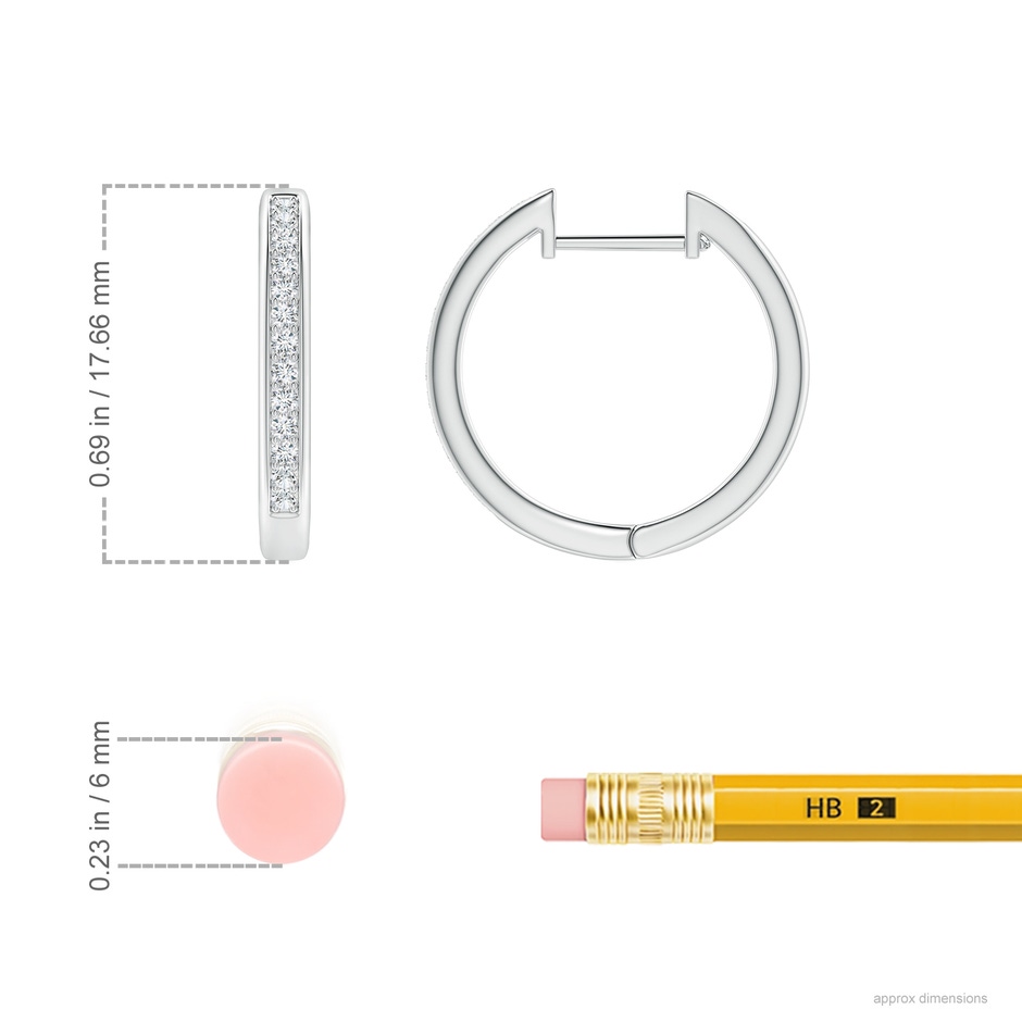 1.2mm GVS2 Pave-Set Diamond Hinged Hoop Earrings in P950 Platinum ruler