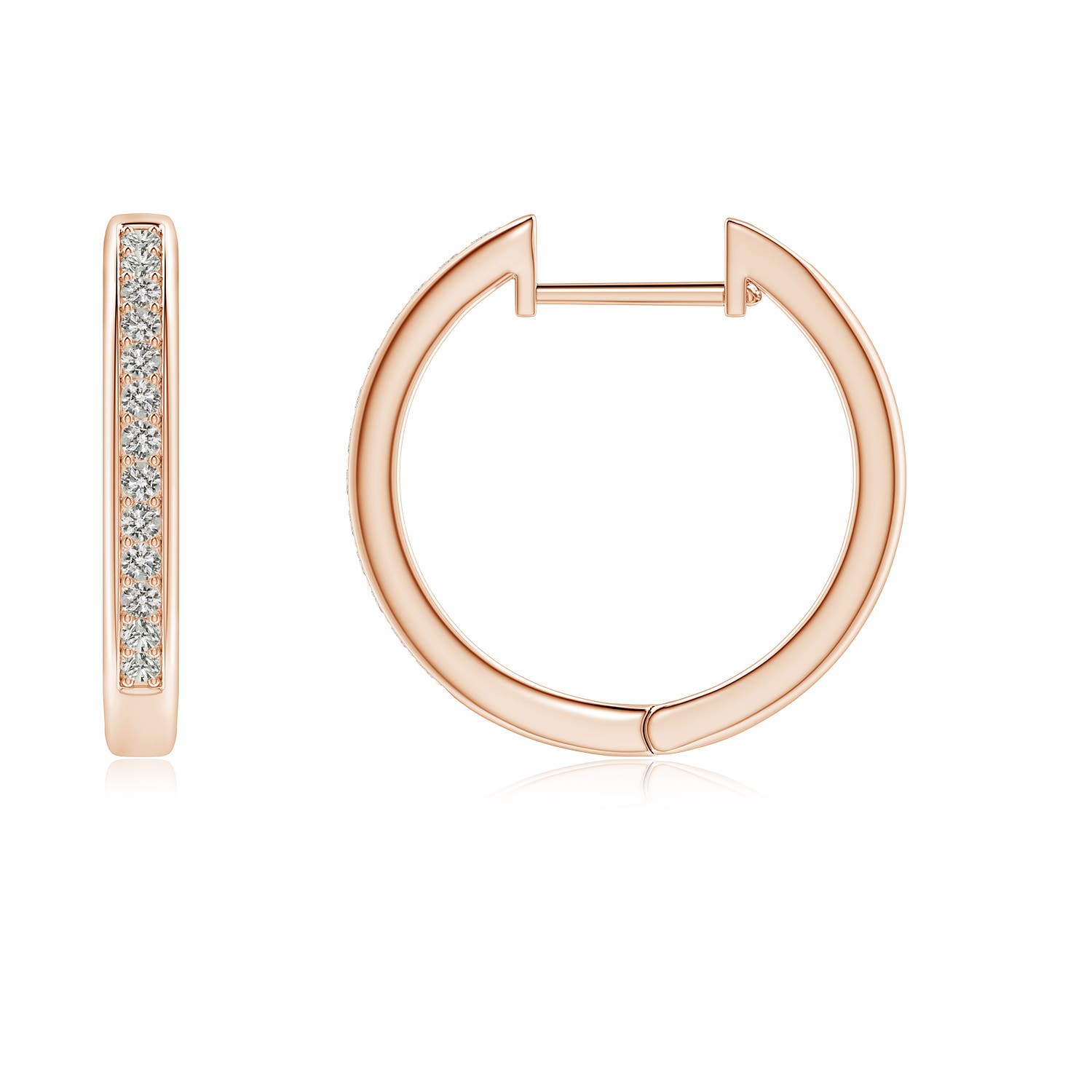 ANGARA Natural 0.21 Ct Pave-Set Diamond Hinged Hoop Earrings in 14K Solid Gold - Picture 3 of 34