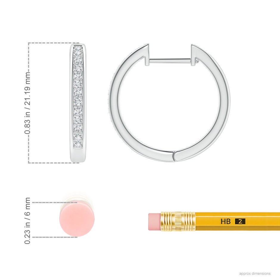 1.45mm GVS2 Pave-Set Diamond Hinged Hoop Earrings in P950 Platinum ruler