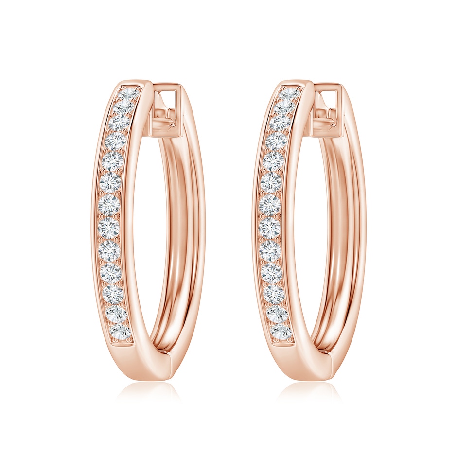 1.65mm GVS2 Pave-Set Diamond Hinged Hoop Earrings in 18K Rose Gold 