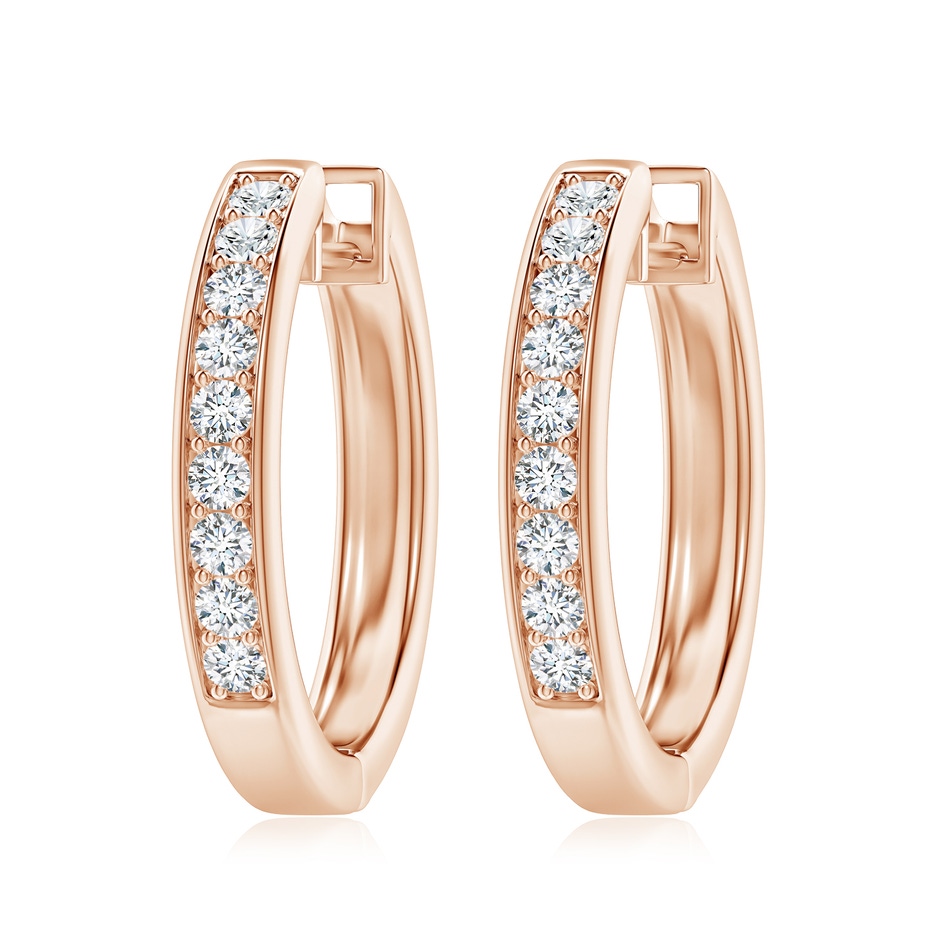 2.4mm GVS2 Pave-Set Diamond Hinged Hoop Earrings in 18K Rose Gold 