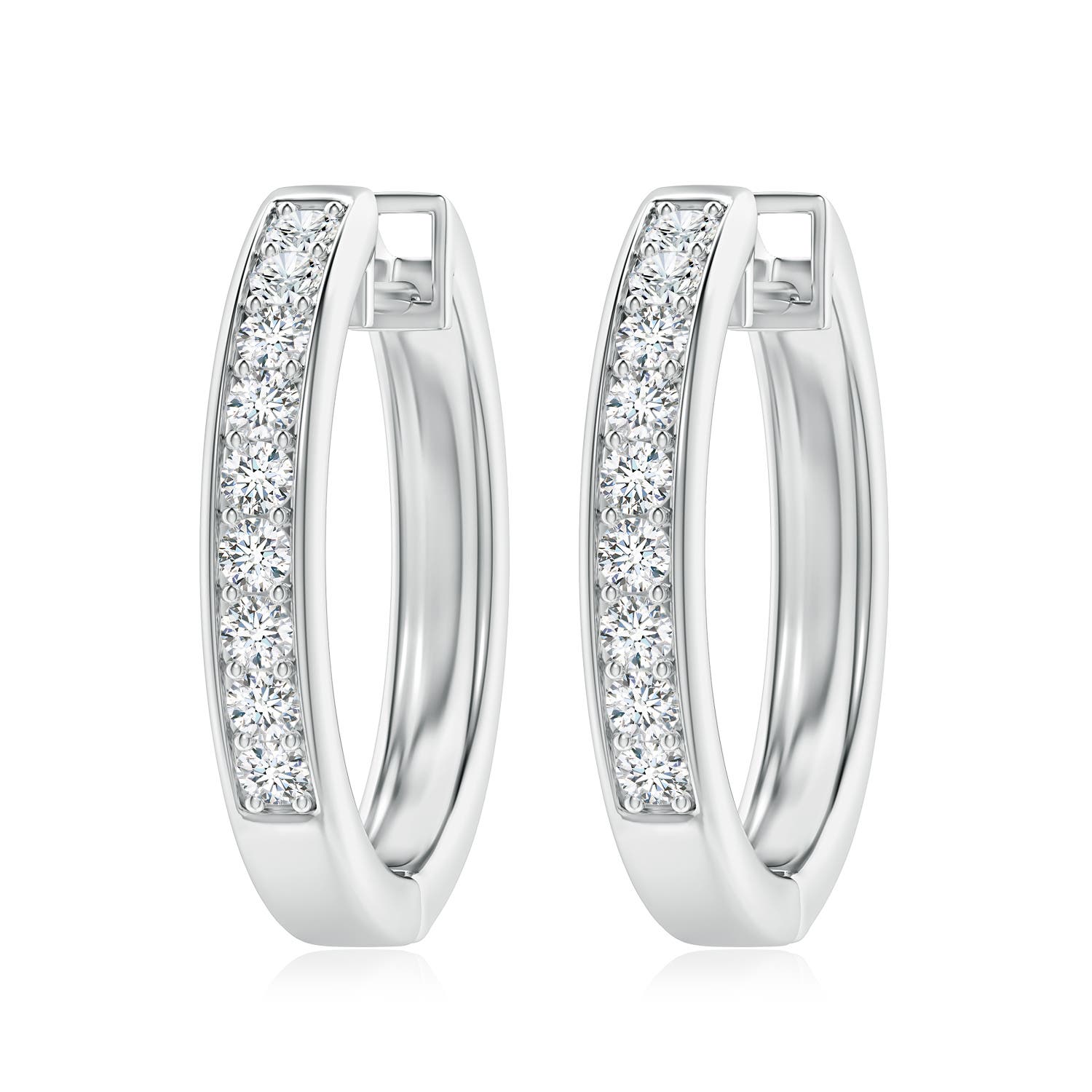 2.4mm GVS2 Pave-Set Diamond Hinged Hoop Earrings in P950 Platinum