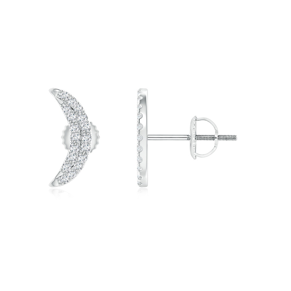 0.9mm GVS2 Twin-Row Diamond Crescent Moon Stud Earrings in P950 Platinum 