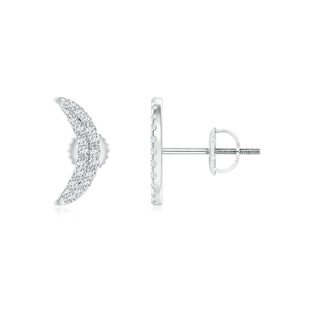 0.9mm GVS2 Twin-Row Diamond Crescent Moon Stud Earrings in White Gold