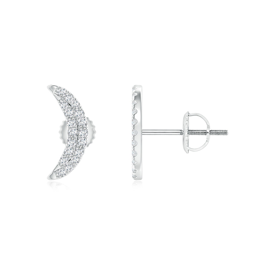 0.9mm GVS2 Twin-Row Diamond Crescent Moon Stud Earrings in White Gold 