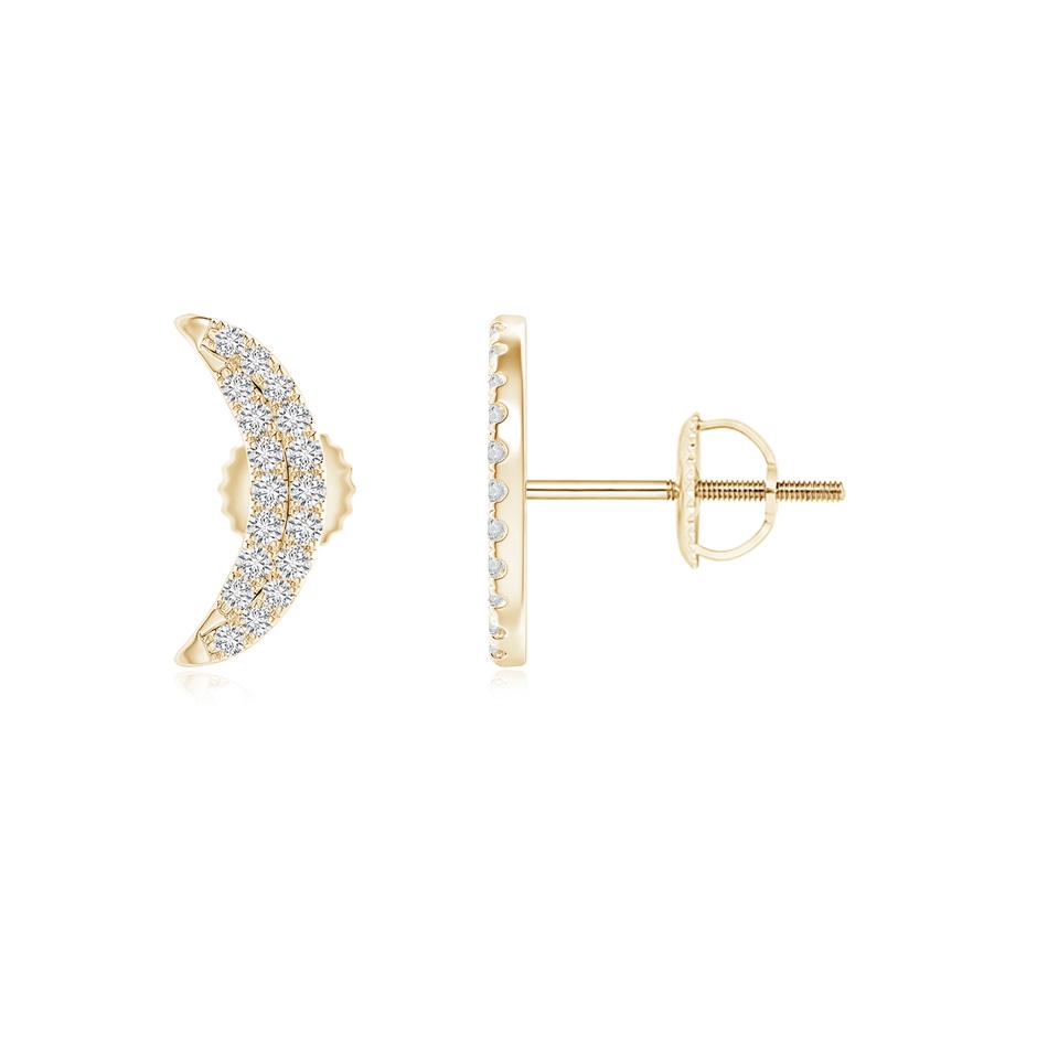 0.9mm HSI2 Twin-Row Diamond Crescent Moon Stud Earrings in Yellow Gold 