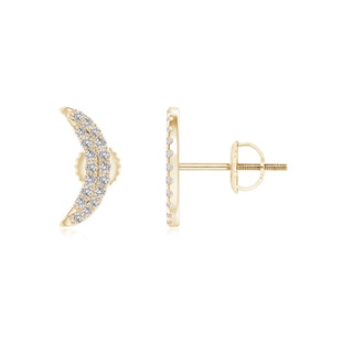 0.9mm IJI1I2 Twin-Row Diamond Crescent Moon Stud Earrings in Yellow Gold