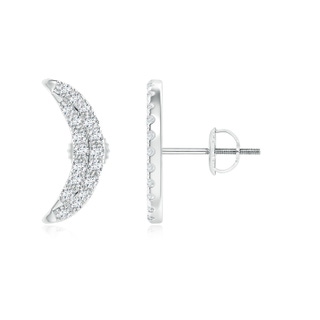 1.2mm GVS2 Twin-Row Diamond Crescent Moon Stud Earrings in P950 Platinum