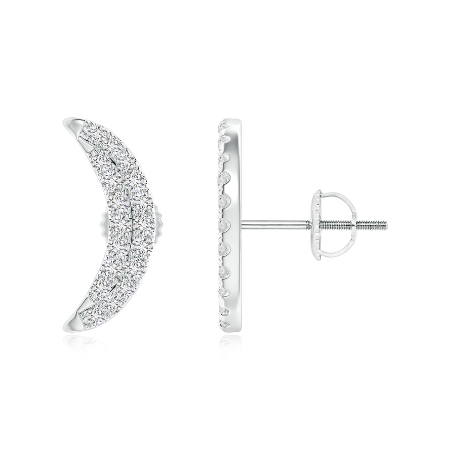 1.2mm HSI2 Twin-Row Diamond Crescent Moon Stud Earrings in White Gold 