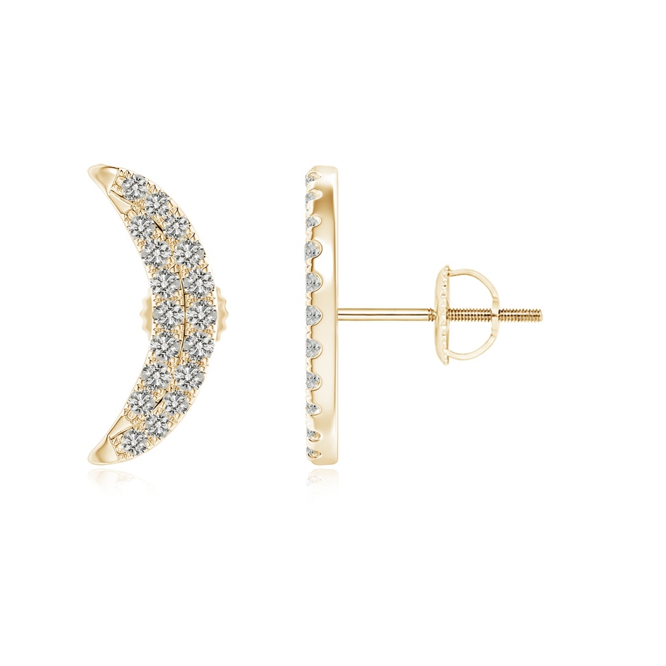 1.2mm KI3 Twin-Row Diamond Crescent Moon Stud Earrings in Yellow Gold 