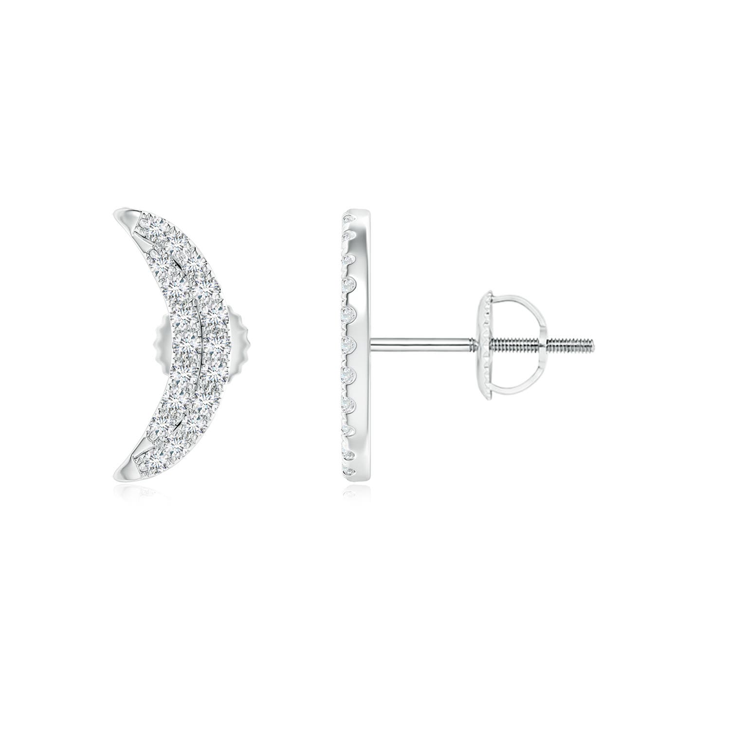 1mm GVS2 Twin-Row Diamond Crescent Moon Stud Earrings in P950 Platinum
