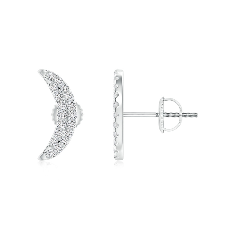 1mm HSI2 Twin-Row Diamond Crescent Moon Stud Earrings in P950 Platinum 