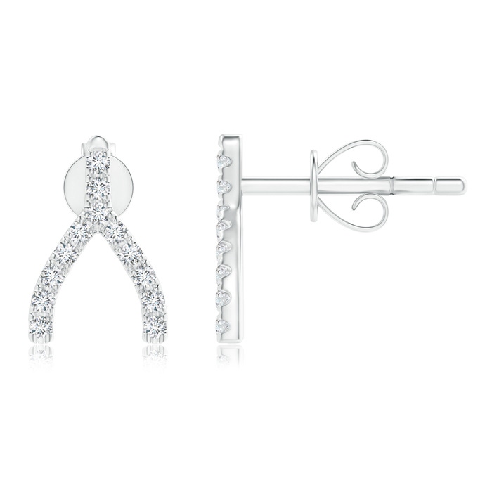 0.7mm GVS2 Diamond Wishbone Stud Earrings in White Gold