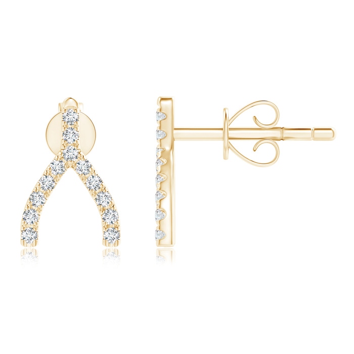 0.7mm GVS2 Diamond Wishbone Stud Earrings in Yellow Gold