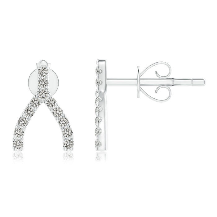 0.7mm KI3 Diamond Wishbone Stud Earrings in White Gold 