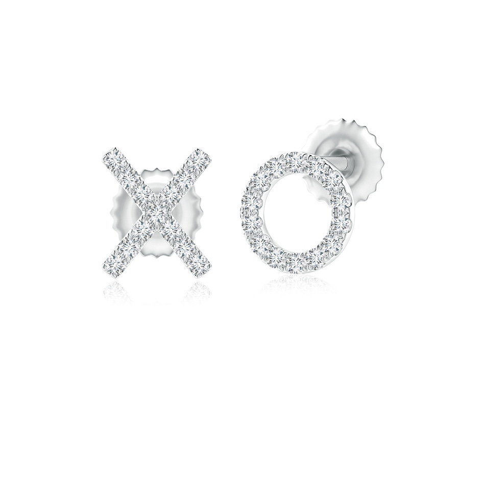 0.9mm GVS2 Pave-Set Diamond XO Stud Earrings in White Gold 