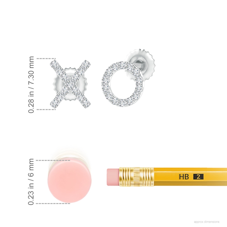 0.9mm GVS2 Pave-Set Diamond XO Stud Earrings in White Gold ruler