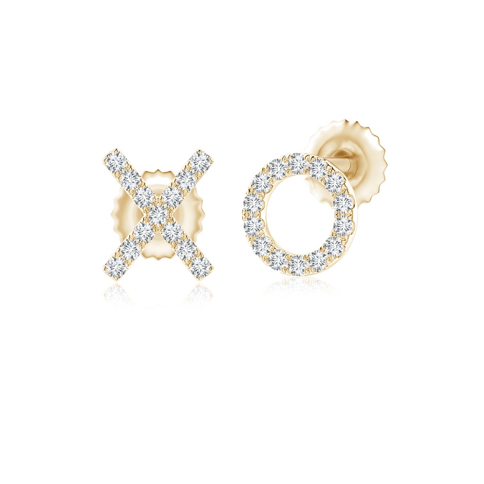 0.9mm GVS2 Pave-Set Diamond XO Stud Earrings in Yellow Gold 