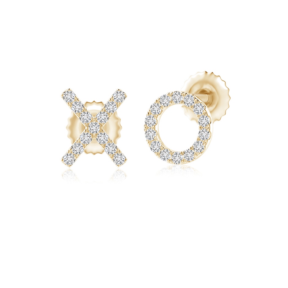 0.9mm HSI2 Pave-Set Diamond XO Stud Earrings in Yellow Gold 