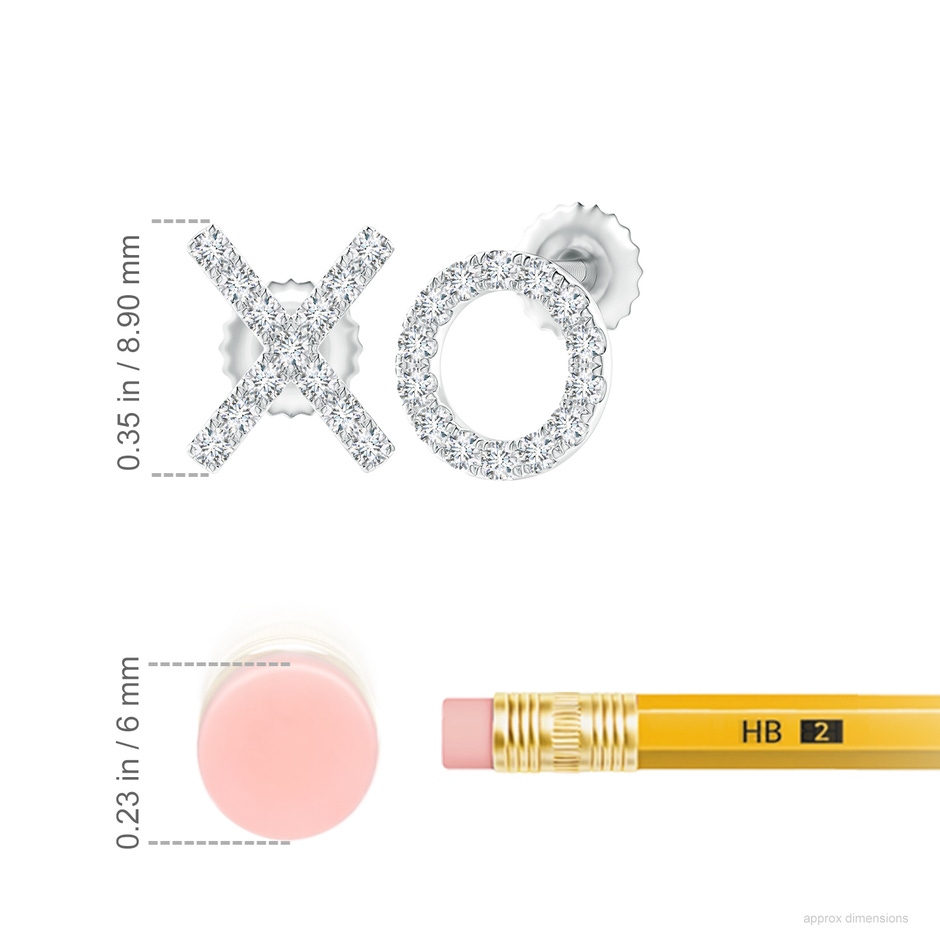 1.1mm GVS2 Pave-Set Diamond XO Stud Earrings in 9K White Gold ruler
